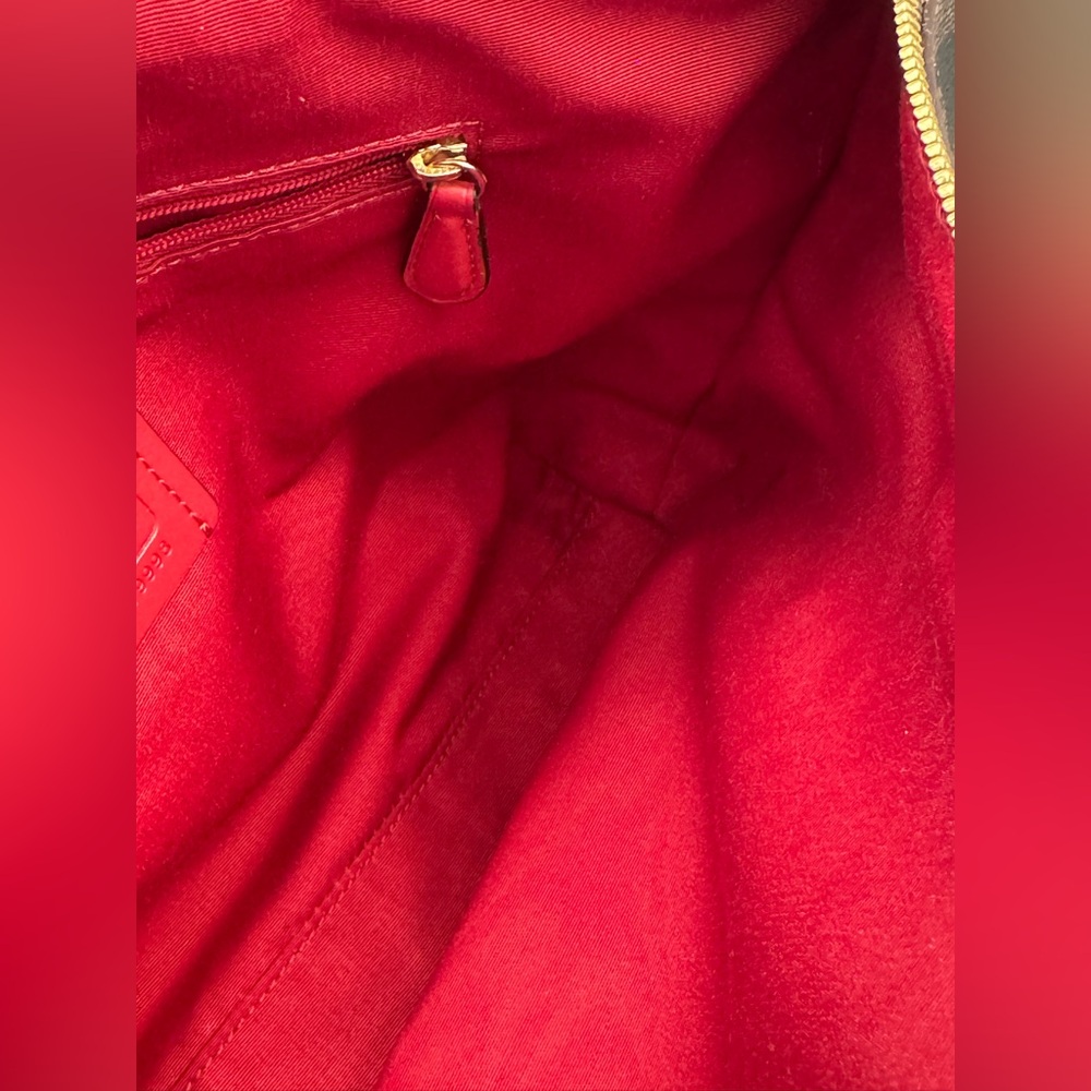 Coach Prairie Satchel Brown Signature Tote with Red Handles Crossbody *READ* - Picture 7 of 11